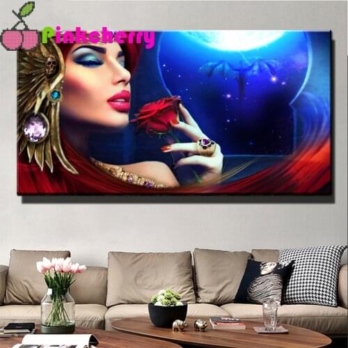 Diy Square 5d diamond mosaic_Sexy Women Rose_diamond painting cross stitch Diamond embroidery full round drill Portrait Art,k985
