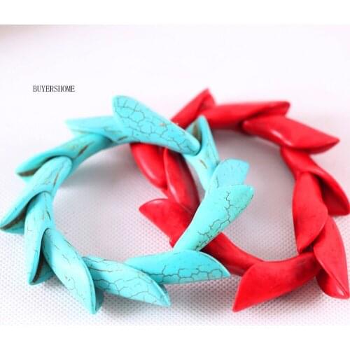 Free Shipping Handmade Sweethearts Jewelry Stretch Flowers Beads Bracelet Natural Green Red Howlite Stone H605H606