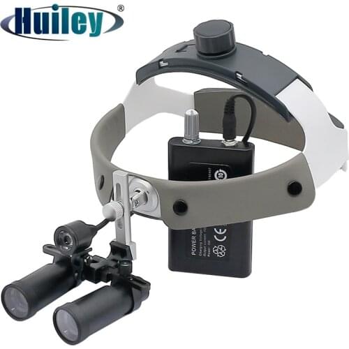 4X/5X/6X Binocular Magnifier with Headlight Helmet Dental Loupes with Super Bright Lamp Rechargeable Lithium Battery