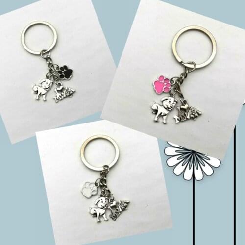 Fashion Hot Dog Pendant Keychain Three-color Paw Print Cute Logo I Love Dog Keychain Fashion Leather Bag Charm Gift Men Women
