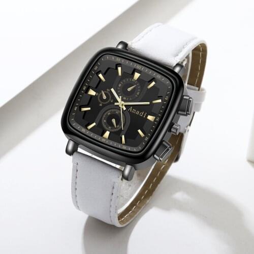2020 mens quartz sports watch square casual fashion luxury high-end brand leather watch business boy watch