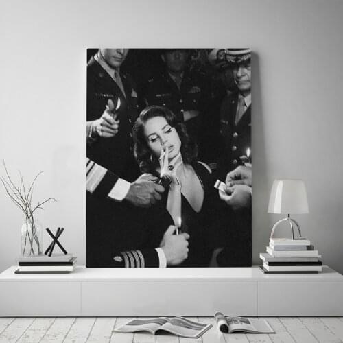 Lana Del Rey Singer Black White Canvas Art Posters and Prints Living Room Decoration, Frameless Painting