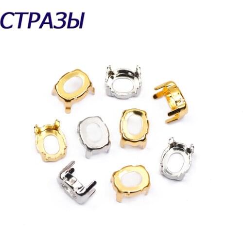 CTPA3bI 4128 Oval Shape Rhinestones Claws Sew on Empty Claw Settings Gold/ Silver Claw 27mm 35mm DIY Glass Rhinestone Crafts