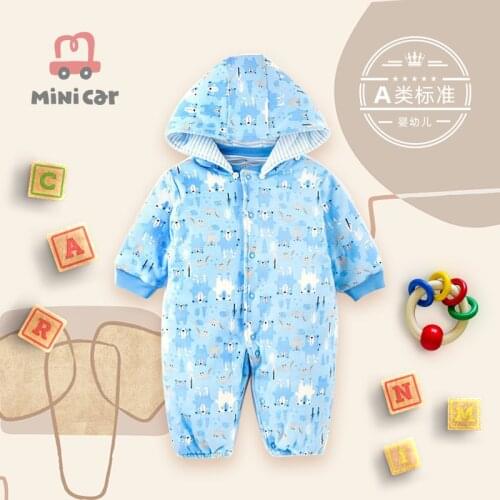 Babys one piece clothes autumn winter male babys hatchsuit climbing suit newborns thickened warm windproof clothes