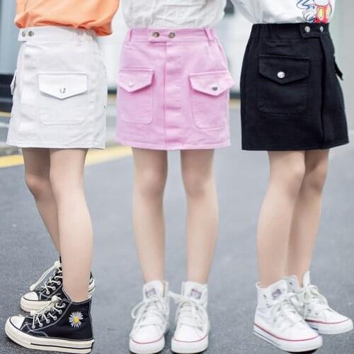 Summer Fashion 3 4 6 8 9 10 12 Years Cotton School Children Clothing Baby Girls Denim Skirt