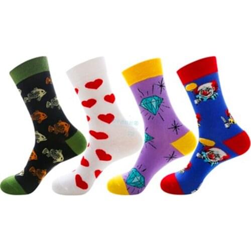 Clowns, hearts, diamonds, fish bones, cotton stockings for men and women ZQ061