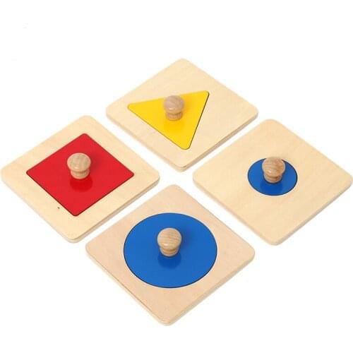 4Pcs Single Shape Puzzles Wooden Toys Geometry Shape Insets Set Multicolor Hand Grasp Plate Math Toys Infant Learning Toys