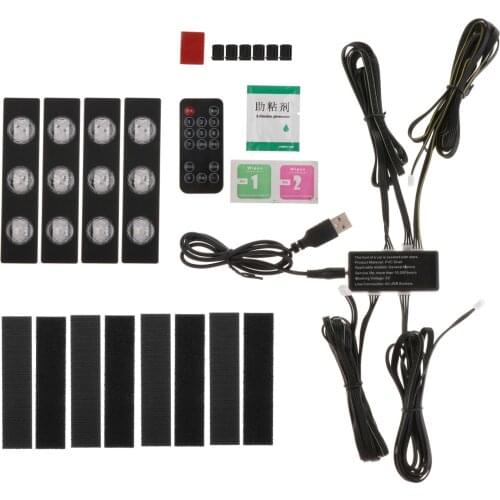 Car Interior Atmosphere Light LED USB Remote Lamp Colorful Music Control