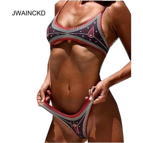 JWAINCKD Bikinis Set Womens Swimsuit Two-Piece Swimwear Low Waist Push Up Swimming Suit Sexy Brazilian Ethnic Biquni Beachwear