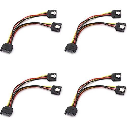 4 Pcs SATA Power Splitter Cable,SSD Power Cable HDD Power Cable Hard Drive Power Cable SATA 15 Pin Male to 2XSATA 15 Pin