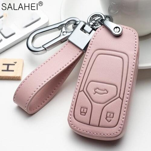 Leather Car Key Case Cover For Audi A1 A4 A5 A6 A7 A8 B6 B7 B8 B9 TT TTS 8S SQ5 A4L A6L Q3 Q5 Q7 S5 S6 S7 Protection Accessories