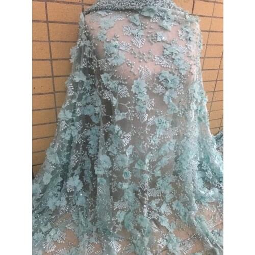 3d flower Nigerian lace fabric african net lace fabric comfortable lace fabric SYJ-10868 with beads8