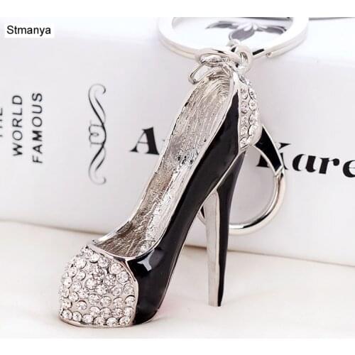 Shoe Metal keychain-Hot Sale Fashion Crystal Custom Simulation Heeled Ballet Shoes Metal keychain Cute Gift KeyRing #17183