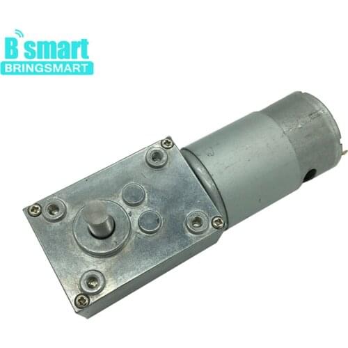 Bringsmart Mini Worm DC Motor With Self Locking Gearbox A58SW-555 DC 12v 24v Low Speed Reducer Motor 16-470rpm Reduction Machine