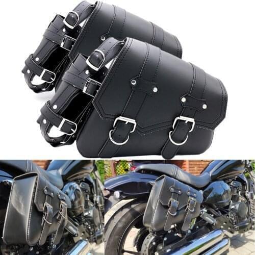 Motorcycle Saddlebag Leather Waterproof Luggage Bags For Sportster XL883 For Triumph Rocket Roadster For Kawasaki Vulcan
