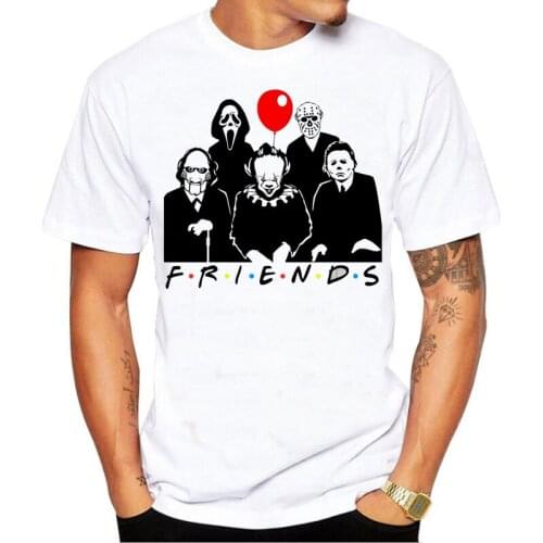 T-shirt Horror Friends Pennywise Jason Voorhees Halloween Men T-Shirt Cotton Tshirts for men