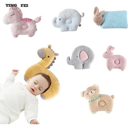Soft Baby Pillow Newborn Cartoon Breathable Baby Shaping Pillows To Prevent Flat Head Animals Design Plush Cushion