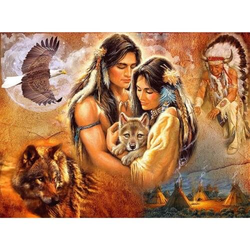 5D Diy Diamond Painting Cross Ctitch Kits Diamond Mosaic Embroidery Landscape Savage Hugs Wolf Painting Round Drill Gift