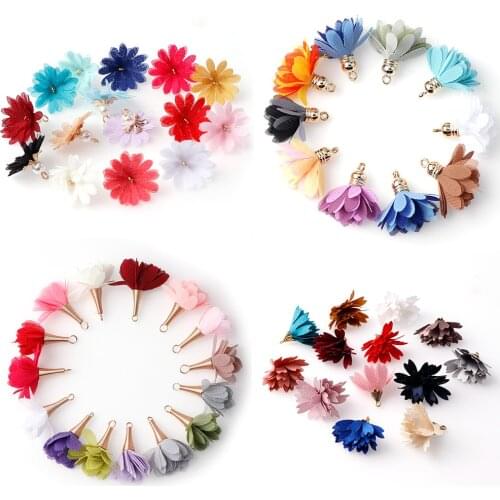10pcs 4style 12~30mm Mixed Types Tassel Flower,Silk,Polyester Charms Pendant Drop Earring Tassel for Jewelry DIY Supplies Making