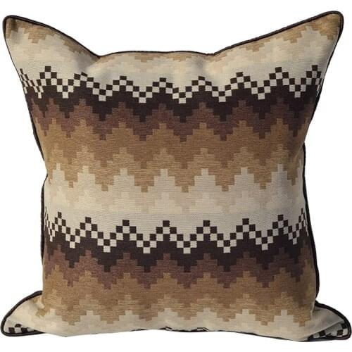 DUNXDECO Counch Cushion Cover Decorative Pillow Case Modern Simple Brown Classical Geometric Wave Sofa Chair Coussin