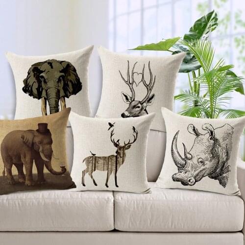 Elephant pillow cover, creative cartoon animal Elephant Rhinoceros deer throw pillow case pillowcase wholesale