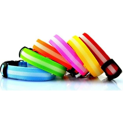Dog LED Collar 2.5cm Striped Night Safety Flashing Small Medium Dog Pet Flash LED Collars