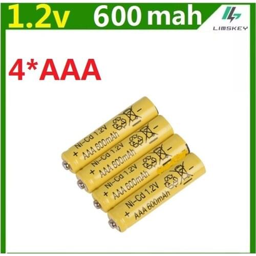 Ni-CD YELLOW 4psc/lot 600mah AAA remote control toy rechargeable Ni-CD rechargeable battery AAA 1.2V 600mAH