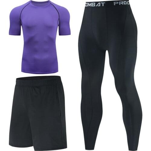 New Mens Compression Running Set Football Basketball Cycling Fitness Sport Wear Kits Teenager Tight Breathable Jersey M-3XL
