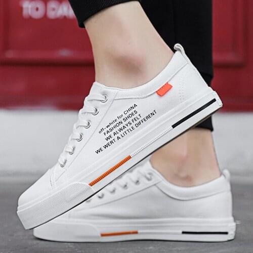 New style canvas board shoes breathable trend Korean wild white shoes casual tide shoes summer white cloth shoes mens shoes