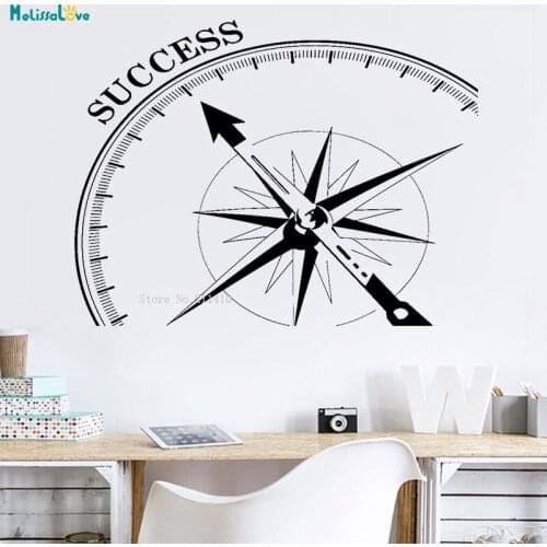 Office Motivation Home Vinyl Wall Decal Quotes Success Originality Office Decor Compass Pattern Study Stickers Murals YT2140