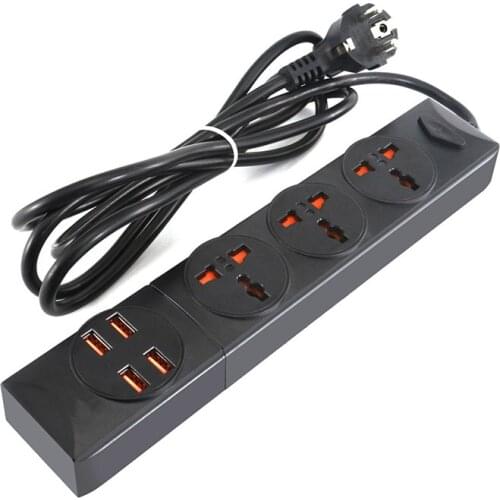 Cross-border Original EU plug sockets CE/FC certification PC fireproof safety socket with four universal sockets 3 USB socket