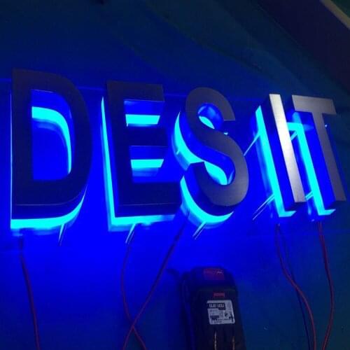 Clear Acrylic Background Stainless Steel Led Lighted Letters Sign