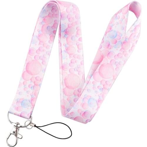 Pink Blue Bubble Neck Strap Lanyards ID badge card holder keychain Mobile Phone Strap Gift Ribbon webbing necklace