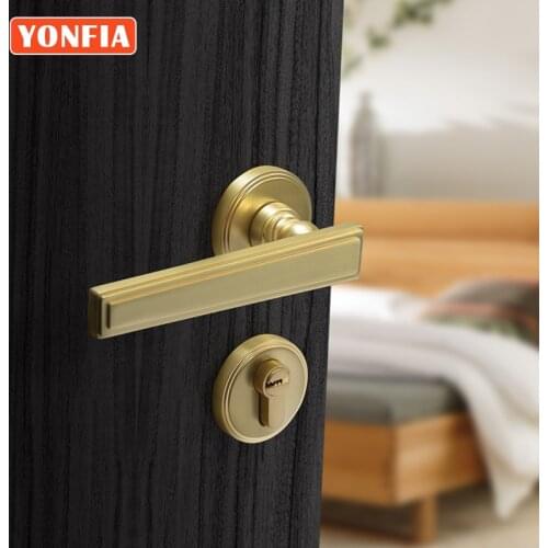 YONFIA 8051 Luxury Modern Door Handle On Rose Gold Home Room Door Handle For Interior Wood Door Mortise Lever Door Lock Set