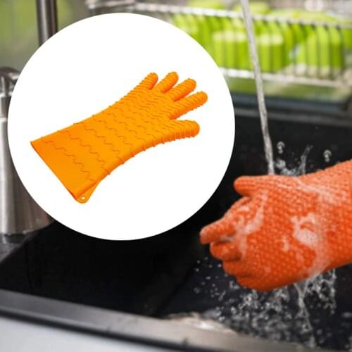 Silicone Oven Glove Extreme Heat Resistant BBQ Gloves Handle Hot Food Waterproof Cooking Baking Mitts Kitchen Accessories 1pcs