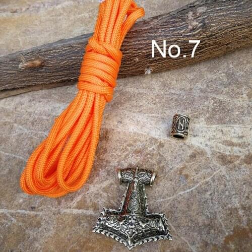 Norse Viking Runes Beads Pendant Paracord Diy Set Braided Bracelet Men Bracelets Thor Hammer Rope Bangles for Men Jewelry Gifts