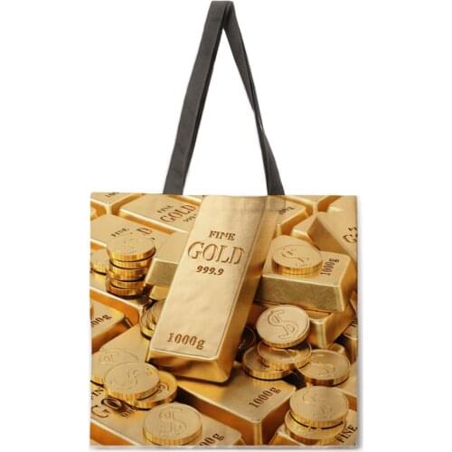Folding shopping bag money pattern printing bag lady shoulder bag female leisure handbag outdoor beach bag female tote bag