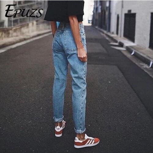 Vintage boyfriend jeans women high waisted jeans Streetwear mom jeans casual pencil trousers korean boyfriend denim pants 2019
