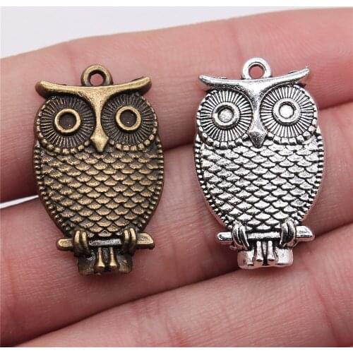 WYSIWYG 10pcs 28x18mm 2 Colors Antique Silver Color Antique Bronze Plated Owl Pendants Charm Owl Pendant Owl Charm Pendant