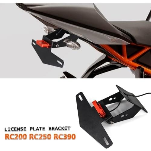 Rear Adjustable License Number Plate Frame Holder Bracket Tail Tidy Fender with Led Light For RC 390 RC390 2013 - 2020 2019 2018