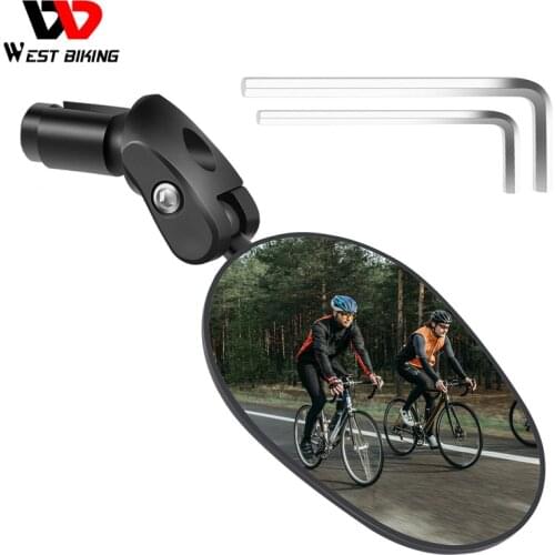 WEST BIKING Wide Angle Bike Rearview Mirror 360 Rotation Adjustable Bicycle Handlebar Mirror MTB Road Cycling Rear View Mirror