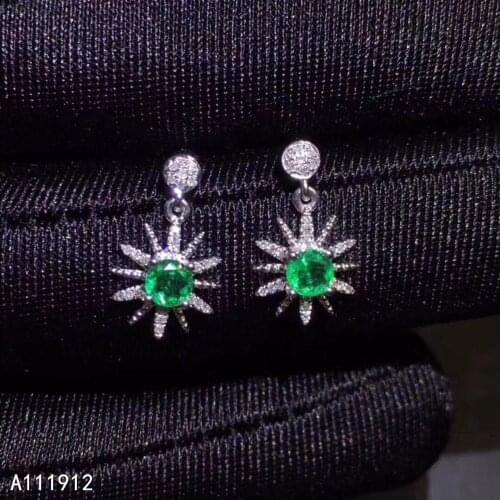 KJJEAXCMY fine jewelry natural Emerald 925 sterling silver women gemstone earrings new Ear Studs support test elegant