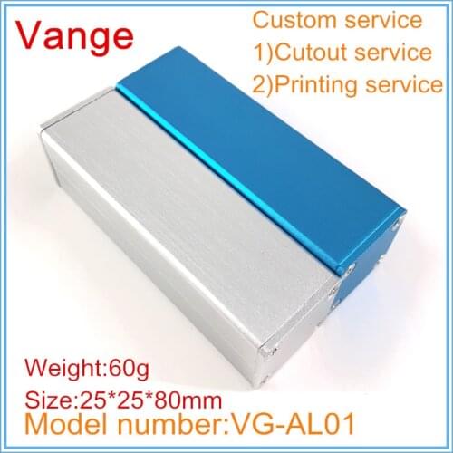 1pcs/lot extruded profiles project cases 25*25*80mm 6063-T5 aluminum junction boxes for carrying electronics PCB