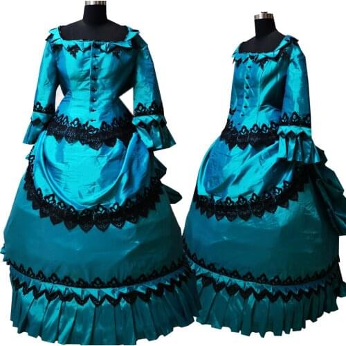 2020 New blue victorian Halloween Cosplay dress Colonial Georgian Renaissance Gothic Historical dress D-374
