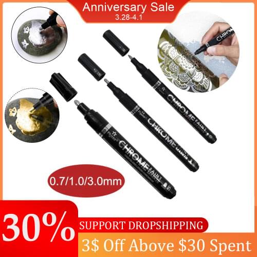 2021 Liquid Chrome Marker Set Silver Art Liquid Mirror Chrome Markers Fade-proof Metal Permanent Paint Craftwork Pen Accessories