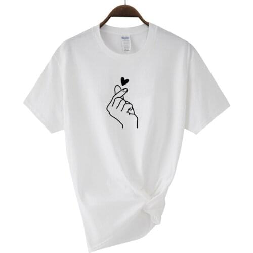 2021 New Women T-shirt Ladies Harajuku Love Printed Casual O Neck Short Sleeved Cotton Tees Girls Summer Striped Plus Size Tops