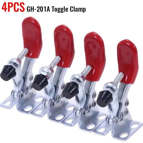 4pcs Toggle Clamps 80mm GH201A Horizontal Vertical Toggle Metal Clamp Quick-Release 27KG Hand Clip Tool For Woodworking Joinery