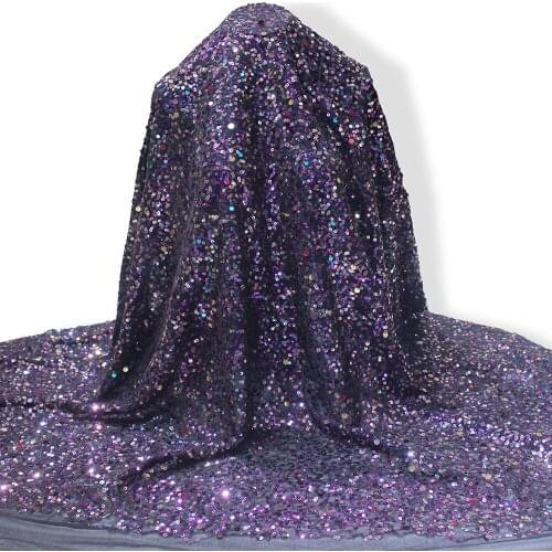 African new popular high quality sequined shinee lace embroidery materials