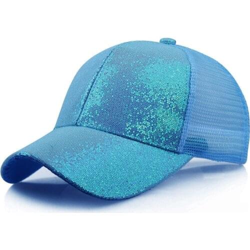 Women Girl Ponytail Baseball Cap Sequins Shiny Messy Bun Snapback Hat Sun Caps Sun Hats For Women Elegant ClassicZ0126