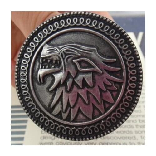 Stark Brooch Song Of Ice And Fire Dire Wolf Shield Pin House Jon Winterfell Lannister Vintage Antique New Jewelry Men Wholesale